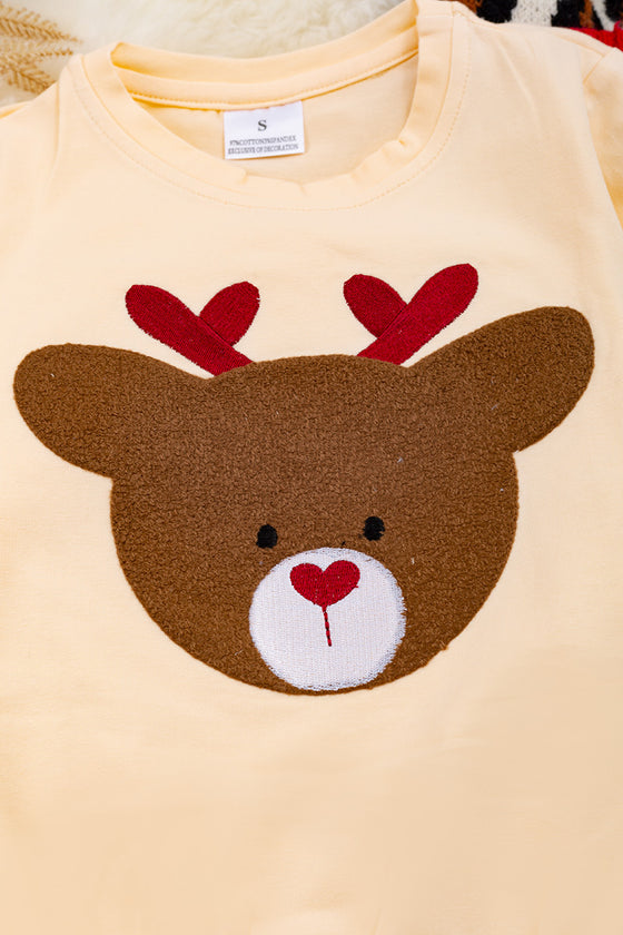 Deer applique" Ivory cotton sweatshirt. TPB50213002 SOL