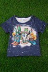 WOMEN NAVY BLUE COW SKULL & BOOTS PRINTED TEE. TPW251523002-WENDY