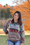 (Women) geometric printed pullover with pockets & hoodie. TPW65113015-loi