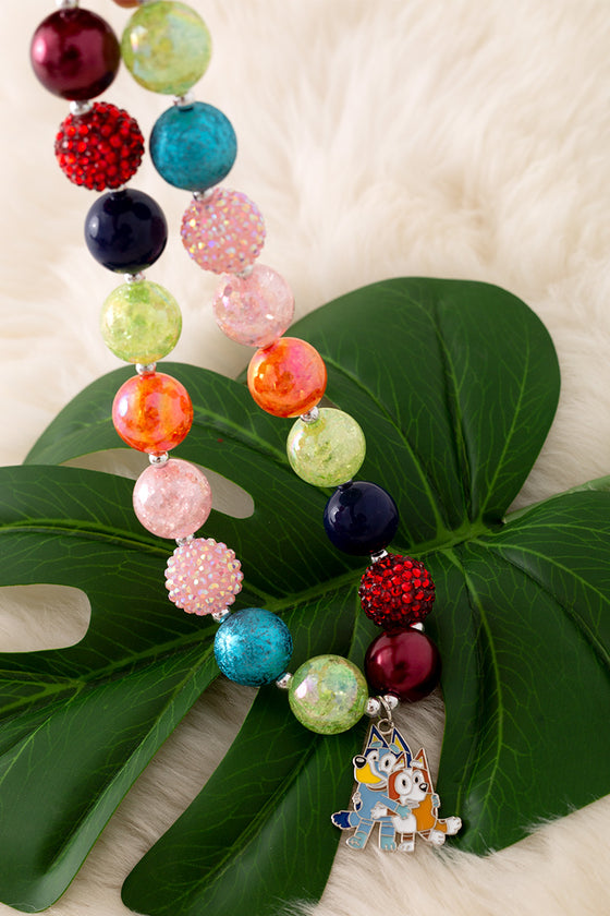 Multi-color bubble necklace w/character pendant. 3pcs/$15.00