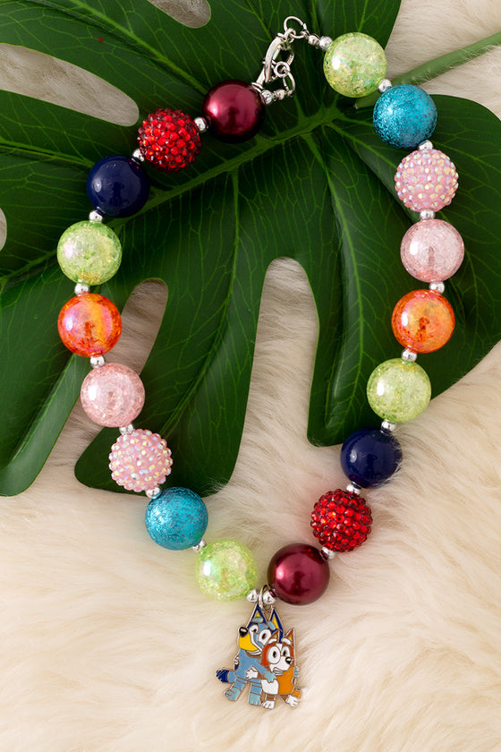 Multi-color bubble necklace w/character pendant. 3pcs/$15.00