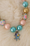 Multi-color bubble necklace w/character pendant. 3pcs/$15.00