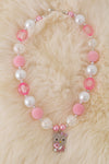 Pastel Pink bubble necklaces with kitty pendant. 3PCS/$15.00