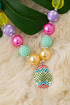 Multi-Color bubble necklace with rhinestone pendant. 3pcs/$15.00