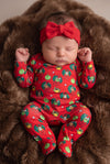 Character printed on red baby bodysuit. RPG62351 AMY