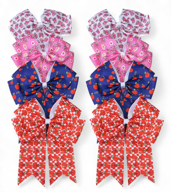 6.25" X 7.5" Back to school hair bows. 5PCS/$10.00