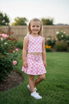 Lt. Pink & white checker printed crop top and skort. SR112710-JEAN