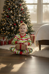 Stripe printed boys pajamas w/red trim. BLP0423-4- Jean