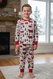  Plaid bull printed pajama set. BLP080711-AMY