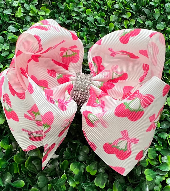 Strawberry printed double layer hair bows. 4pcs/$10.00 BW-DSG-997