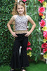 Cheetah printed halter top & black bell bottoms. OFG25173052 SOL