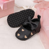 Black w/gold heart infant shoes with Velcro. HMZ1615B