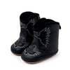 Black pleather baby  boots with velcro. MY3167B