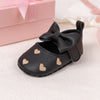 Black w/gold heart infant shoes with Velcro. HMZ1615B