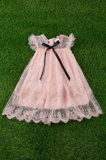  Lace embroidered dress with front bow detail.DRG251423033 SOL