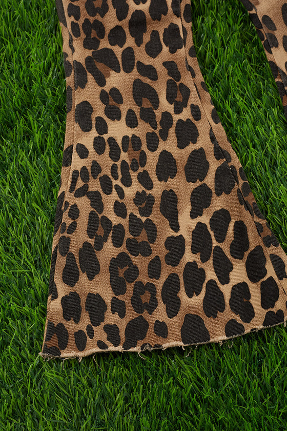 Animal spotted denim jeans with a bootcut flare. PNG65153029 loi