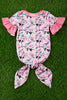 Cow/floral  printed baby gown. PJG25153024