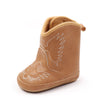 Camel pleather baby  boots with velcro. MY3167C