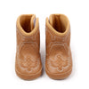 Camel pleather baby  boots with velcro. MY3167C