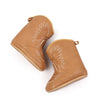 Camel pleather baby  boots with velcro. MY3167C