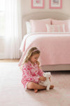 Pink half floral half stripe printed girls pajamas. PJG60439 JEAN