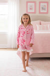 Pink half floral half stripe printed girls pajamas. PJG60439 JEAN