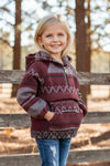Maroon & gray unisex Aztec printed pullover sweater with hoodie. TPG65113040 -ST