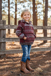 Maroon & gray unisex Aztec printed pullover sweater with hoodie. TPG65113040 -ST