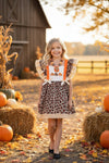 Animal printed girls dress with ivory embroidery. DRG51916 AMY