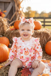 Mad pumpkin printed bubble baby bodysuit with embroidery. RPG51900 MON