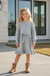 Gray knit long sleeve dress. DRG60153094-SOL