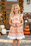 Fall applique gingham printed dress. DRG62622 JEAN