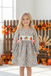 Ditsy floral girls dress with embroidery smocked detail. DRG63406 AMY