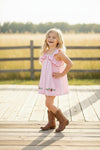 Pink gingham and strawberry embroidered dress. DRG64465 SOL
