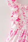 Cute floral Pink contrast tiered dress. DRG64466 JEAN