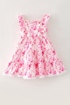 Cute floral Pink contrast tiered dress. DRG64466 JEAN