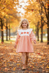 Orange & white stripe pajamas with embroidered pumpkins. DRG64500 AMY