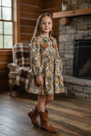 Camouflage girls tiered dress. DRG65196 SOL