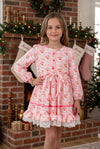 Pink Gingham girls dress with lace hem.DRG65524 AMY