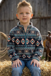Black & tan aztec printed pull over sweater. TPG60188 AMY