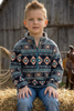 Black & tan aztec printed pull over sweater. TPG60188 AMY