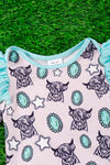 Highland cow, concho & star printed baby gown. PJG25153021 M