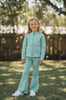 Dusty green Girls stretchy active wear set. (Fitted) GLP081907-AMY