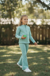 Dusty green Girls stretchy active wear set. (Fitted) GLP081907-AMY