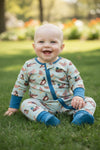 Green Mallard Duck printed baby romper w/foldable footie & hands. LR0425-7-SOL