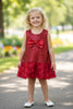 Burgundy sequins dress with rose trim. GSD070901-JEAN