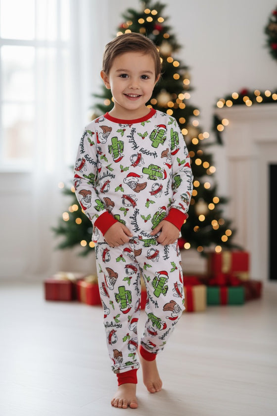 Happy Holidays Western cactus printed pajamas. BLP080712-JEA