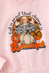 "Fall is proof that change is Beautiful" Pink sweatshirt & brown pants.OFG61414 AMY