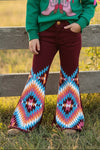 AZTEC PRINTED BOOTCUT DENIM PANTS. PNG25153022-MON