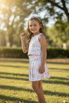 Multi-Printed pastel color top & skort. GSD013001-SOL